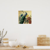 ボホフローラフランスの国モダンヴィンテージ孔雀 ポスター (キッチン)