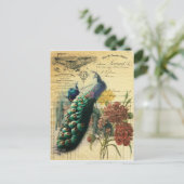 ボホフローラフランスの国モダンヴィンテージ孔雀 ポストカード (スタンド正面)