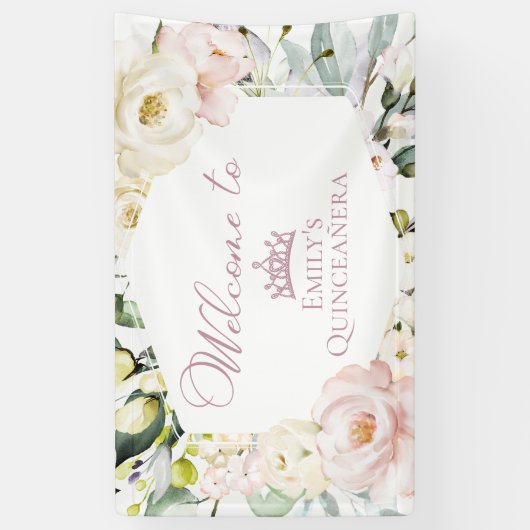 ボホフローラフレームキンセアニラウェルカムバナー 横断幕 (縦)