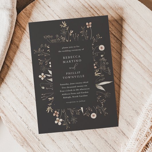 ボホフローラフレームワイルドフラワー結婚ズ 招待状