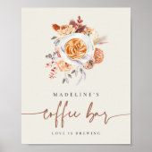 ボホフローラブライダルシャワーコーヒーバー標識 ポスター (正面)