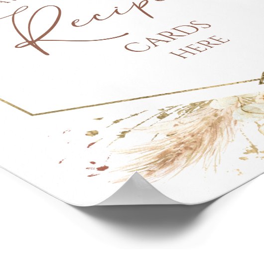 ボホフローラブライダルシャワーレシピカードの標識 ポスター (角)