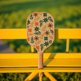 ボホフローラブラウン&ベージュボタニカル春サマー ピックルボールラケット