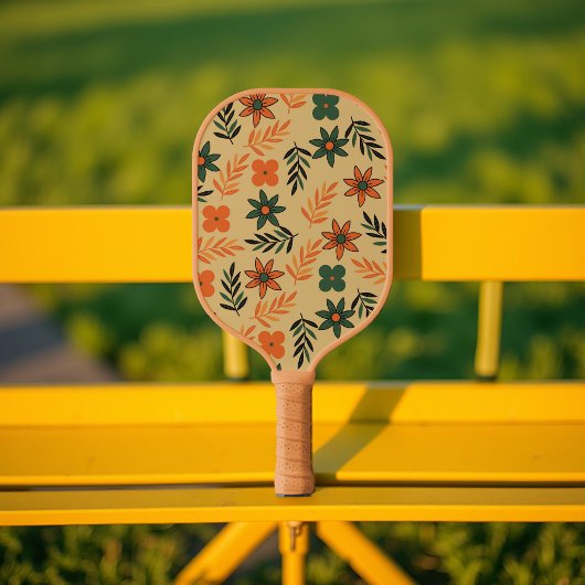 ボホフローラブラウン&ベージュボタニカル春サマー ピックルボールラケット