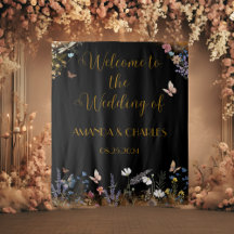 ボホフローラブラックバタフライガーデンタペストリー