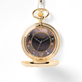 ボホフローラブラックバタフライガーデンポケット 腕時計