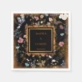 ボホフローラブラックバタフライ庭園の結婚式 スタンダードカクテルナプキン (正面)