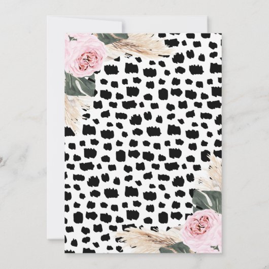 ボホフローラブラックプリントサファリツーワイルド誕生日 招待状 (裏面)