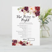 ボホフローラブルゴーニュブライダルシャワーゲーム5x7 招待状 (スタンド正面)