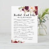 ボホフローラブルゴーニュブライダルシャワーゲーム5x7 招待状 (スタンド正面)
