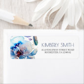 ボホフローラブルーウォーターカラーエレガントな結婚式 ラベル (インサイチュ)