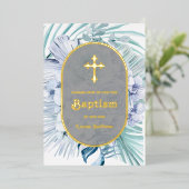 ボホフローラブルーブーケバプティスフォイル招待状 箔招待状 (立ち正面)