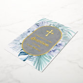 ボホフローラブルーブーケバプティスフォイル招待状 箔招待状 (回転した状態)