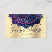 ボホフローラブルーマンダラシックヨガインストラクター金ゴールド 名刺 (正面)