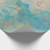 ボホフローラブルーヴィンテージ植物壁画 ラッピングペーパー (角)