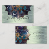 ボホフローラブルー金ゴールドマンダラシックヨガインストラクター 名刺 (正面/裏面)