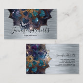 ボホフローラブルー金ゴールドマンダラシックヨガインストラクター 名刺 (正面/裏面)