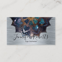 ボホフローラブルー金ゴールドマンダラシックヨガインストラクター 名刺