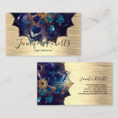 ボホフローラブルー金ゴールドマンダラシックヨガインストラクター 名刺 (正面/裏面)