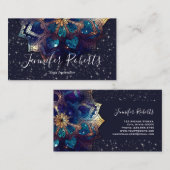 ボホフローラブルー金ゴールドマンダラシック輝く星 名刺 (正面/裏面)