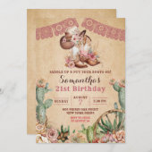 ボホフローラブーツ女性のカーボーイ誕生日招待状 招待状 (正面/裏面)