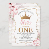 ボホフローラプリンセスクラウン1st誕生日招待状 招待状 (正面/裏面)