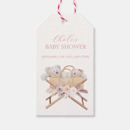 ボホフローラベアーバシネットガールベイビーシャワー ギフトタグ