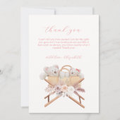 ボホフローラベアーバシネットガールベイビーシャワー サンキューカード (正面)