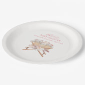 ボホフローラベアーバシネットガールベイビーシャワー ペーパープレート (アングル)