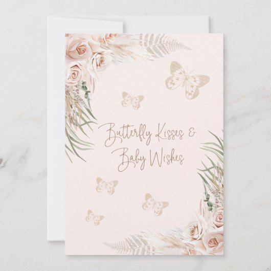 ボホフローラベージュバタフライキスベビーシャワー 招待状 (裏面)