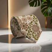 ボホフローラベージュ背景 ネクタイ