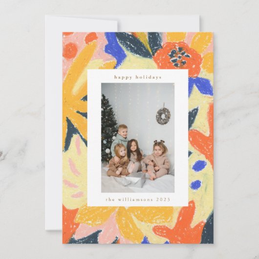 ボホフローラホリデーフォトハンド絵を描抽象芸術 シーズンカード (正面)