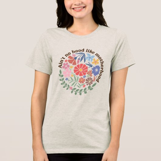ボホフローラママ母性。 トライブレンドＴシャツ (正面)