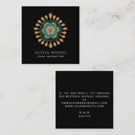 ボホフローラマンダラヨガインストラクター スクエア名刺 (正面/裏面)
