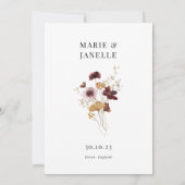 ボホフローラミニマル結婚式招待状 招待状 (裏面)