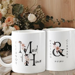 ボホフローラメイド・オブ・オーナー（花嫁付き添い人） コーヒーマグカップ<br><div class="desc">結婚式の感謝していパーティギフトあなたのメイド・オブ・オーナー（花嫁付き添い人）のためにパーソナライズするマグカップ。メイド・オブ・オーナー（花嫁付き添い人）はニュートラルbohoフローラ文字と手書き文字で文字されている。また、新郎新婦の名前とその日付を追加することもでき結婚る。この日付は、フローラのアンパサンドを調整するフレームである。素敵な結婚式の記念ギフトと秋の結婚式、フローラ、ボー結婚ー庭園の結婚式やニュートラルのカラーパレッ自然トを持つ結婚任意のテーマに最適。</div>