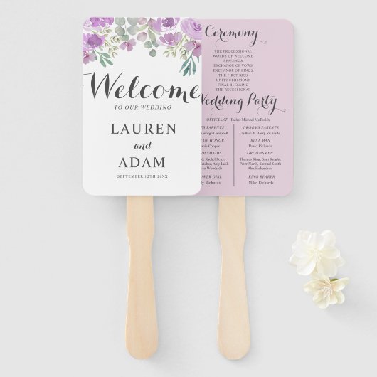 ボホフローラユーカリプトゥスピンク結婚式 プログラム ハンドファン (正面&裏面)