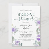 ボホフローラユーカリ紫ブライダルシャワー 招待状 (正面)