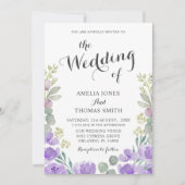 ボホフローラユーカリ紫結婚式招待状 招待状 (正面)