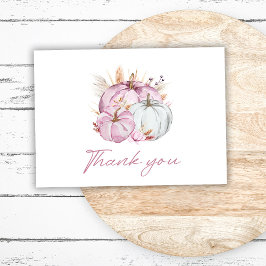 ボホフローラリトルピンクカボチャ赤ちゃんシャワー サンキューカード
