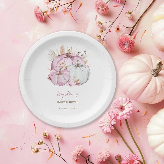 ボホフローラリトルピンクカボチャ赤ちゃんシャワー ペーパープレート