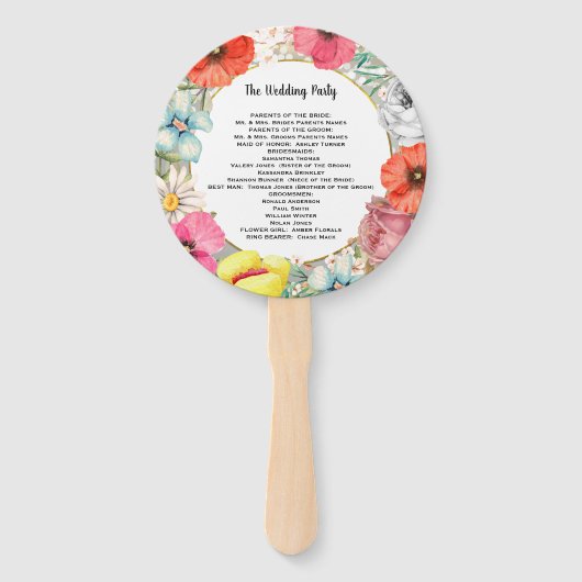 ボホフローラリースピンク金ゴールド結婚式 プログラム ハンドファン (裏面)