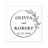 ボホフローラリース植物性結婚モノグラムのロゴ セルフインキングスタンプ (デザイン)