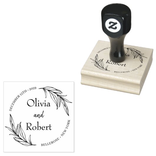 ボホフローラリース植物性結婚モノグラムのロゴ ラバースタンプ (押印)