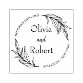 ボホフローラリース植物性結婚モノグラムのロゴ ラバースタンプ (インプリント)