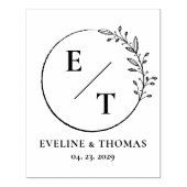 ボホフローラリース植物性結婚モノグラムのロゴ ラバースタンプ (インプリント)