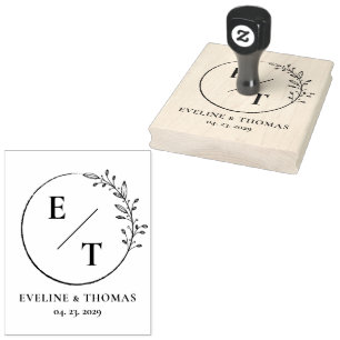 ボホフローラリース植物性結婚モノグラムのロゴ ラバースタンプ