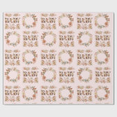 ボホフローラリース水彩ピンクベビーギフト ラッピングペーパー (フラット)