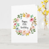ボホフローラリース水彩誕生日ガール カード (黄色い花)