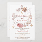ボホフローラリース蝶キスベビーシャワー 招待状 (正面/裏面)